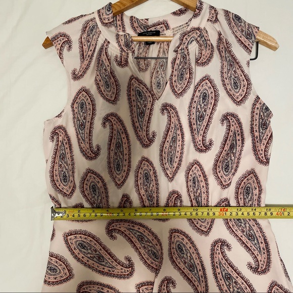 Ann Taylor Paisley Sleeveless Tie Neck Flowy Sheath Midi Dress - Picture 7 of 9